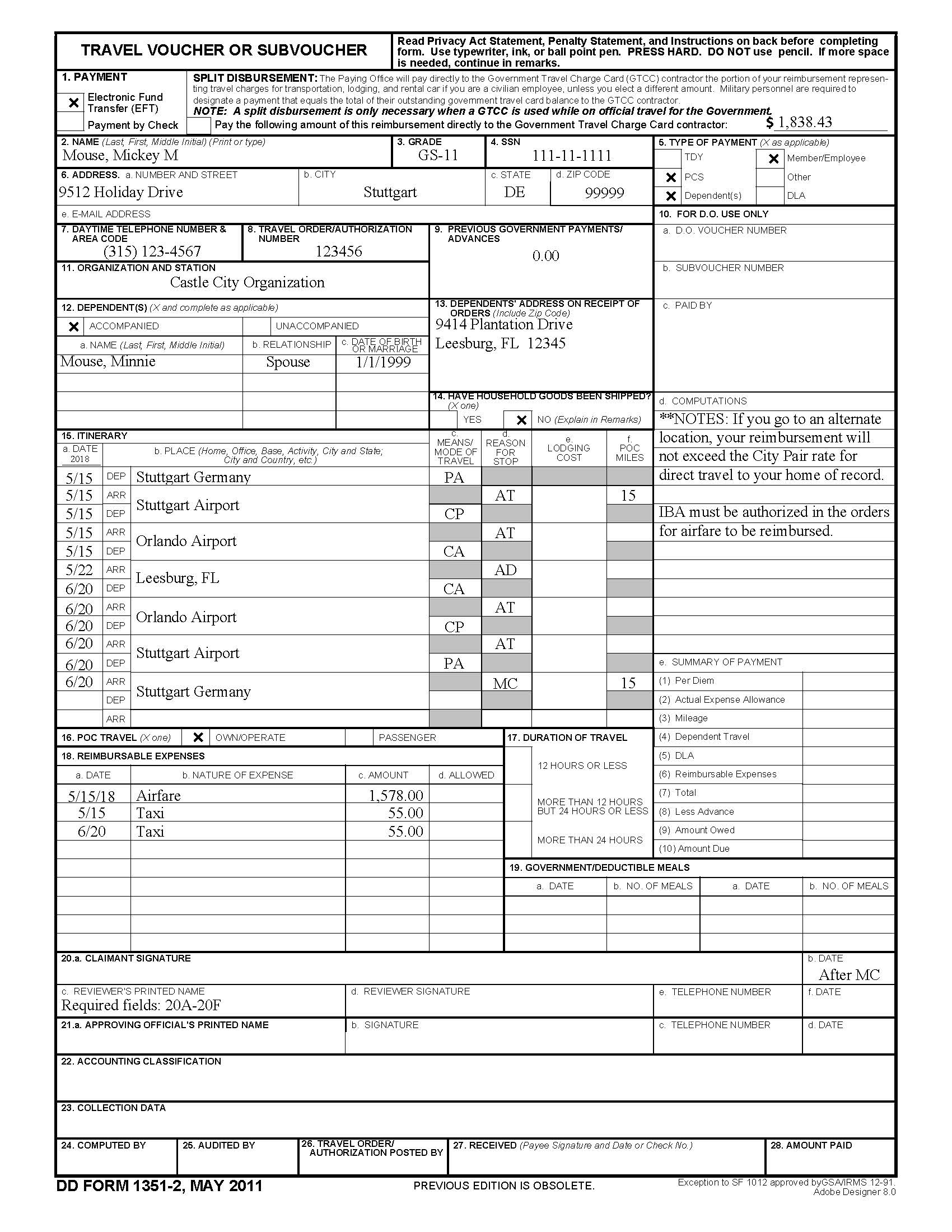 dfas travel voucher civilian